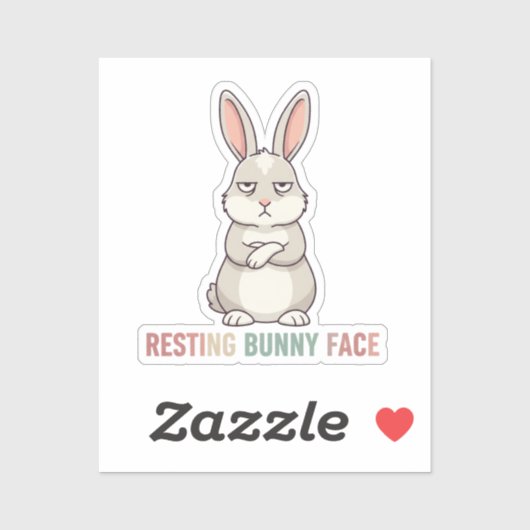 Konijn met rustend gezicht Funny Grumpy Konijn Sar Sticker (Vel)
