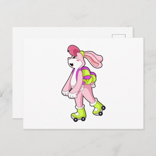 Konijn met skeelers briefkaart (Voorkant / Achterkant)