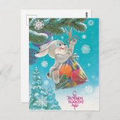 Konijn met snoepjes op een kerstboom,  briefkaart (Voorkant / Achterkant)