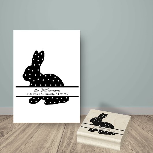 Konijn met Stippen Monogram Terugadres Rubberstempel