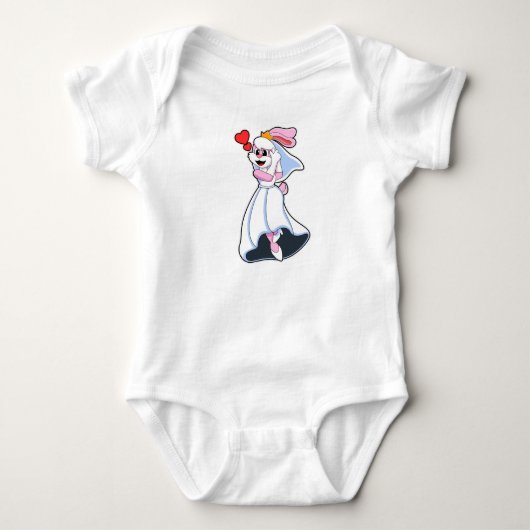 Konijn met trouwjurk & Kroon Romper (Voorkant)