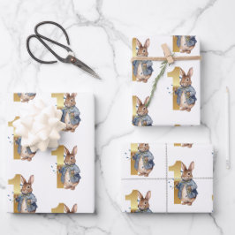 Konijn met vlinders Eerste verjaardag Inpakpapier Vel