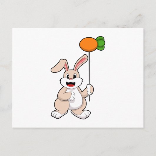 Konijn met wortel als ballon.PNG Briefkaart (Voorkant)