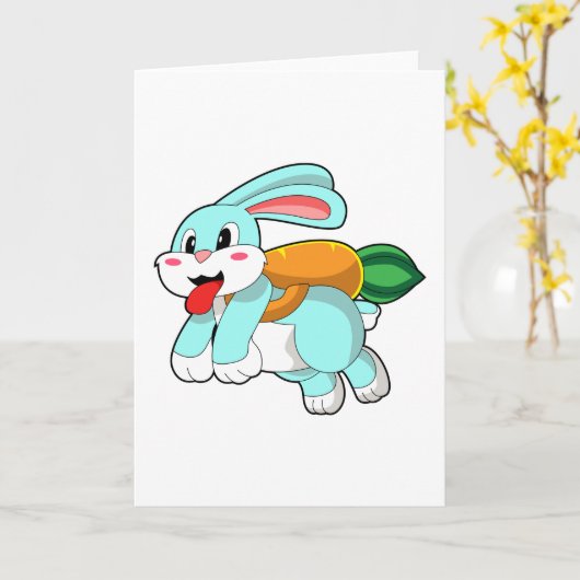 Konijn met wortel als raket kaart (Gele Bloem)