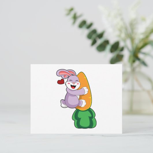 Konijn met wortel briefkaart (Staand voorkant)