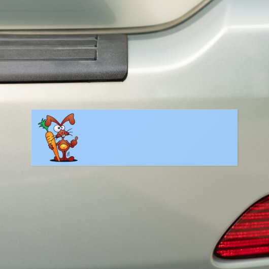 Konijn met wortel bumpersticker (Op auto)