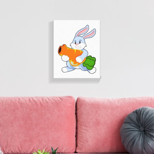 Konijn met wortel canvas afdruk (Insitu (Woonkamer))
