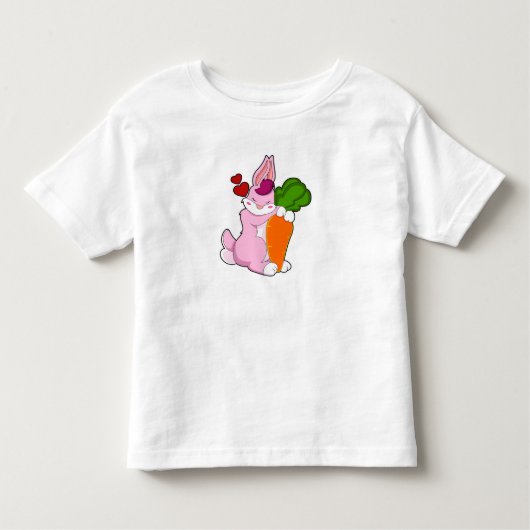Konijn met wortel en hart kinder shirts (Voorkant)