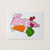 Konijn met wortel en hart legpuzzel (Horizontaal)