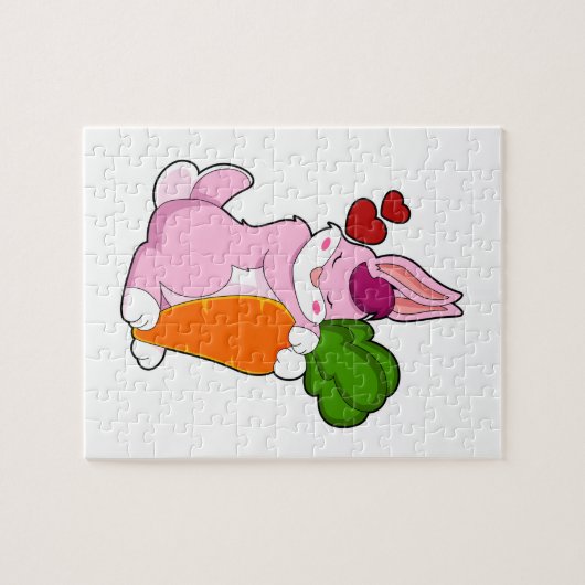 Konijn met wortel en hart legpuzzel (Horizontaal)