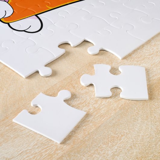 Konijn met wortel en hart legpuzzel (Zijkant)