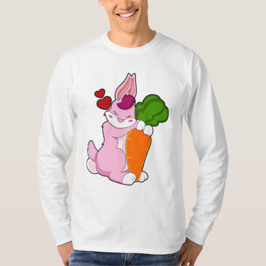Konijn met wortel en hart t-shirt (Voorkant)