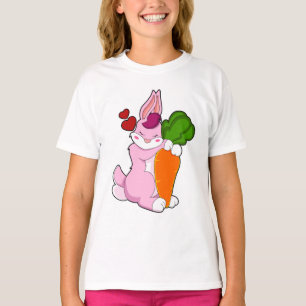 Konijn met wortel en hart t-shirt
