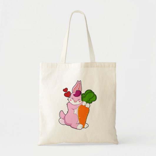 Konijn met wortel en hart tote bag (Voorkant)