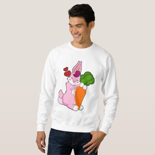 Konijn met wortel en hart trui (Voorkant volledig)