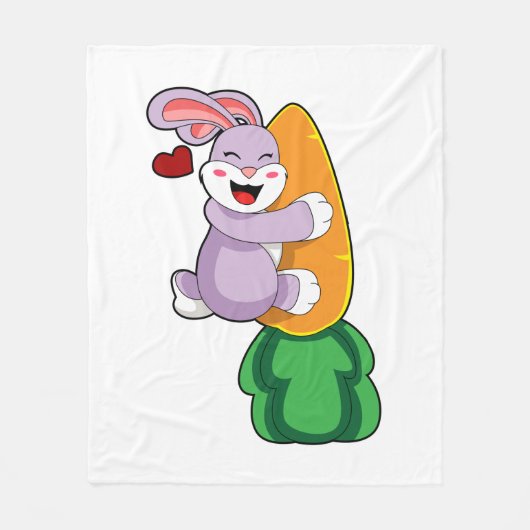 Konijn met wortel fleece deken (Voorkant)