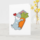 Konijn met wortel & hart kaart (Gele Bloem)
