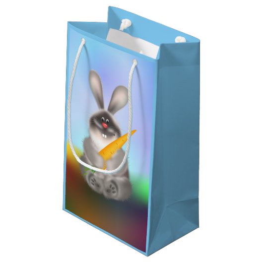 Konijn met wortel klein cadeauzakje (Achterkant Gekanteld)