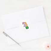 Konijn met wortel ronde sticker (Envelop)