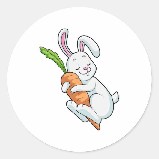 Konijn met wortel ronde sticker (Voorkant)