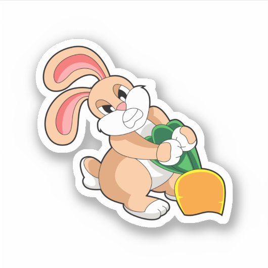 Konijn met wortel sticker (Voorkant)