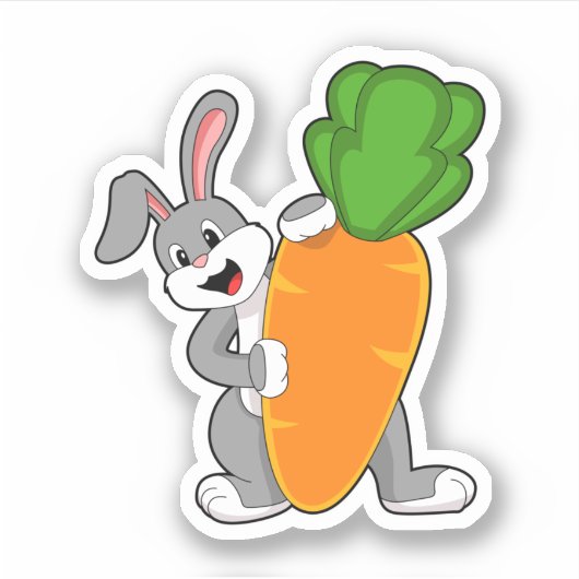 Konijn met wortel sticker (Voorkant)
