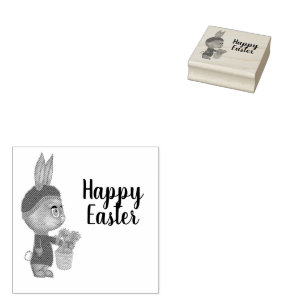 Konijn met wortelliefhebber Pasen Aangepast Gelukk Rubberstempel
