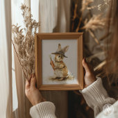 Konijn met wortelschilderij rustieke paashaas poster