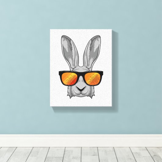 Konijn met zonnebril canvas afdruk (Insitu (Houten vloer))
