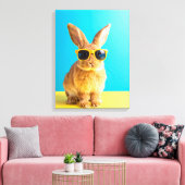 konijn met zonnebril canvas afdruk (Insitu (Woonkamer))