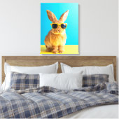 konijn met zonnebril canvas afdruk (Insitu (Slaapkamer))