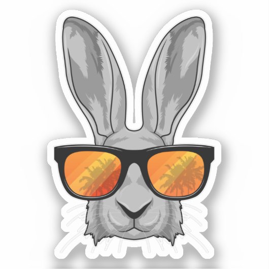 Konijn met zonnebril sticker (Voorkant)
