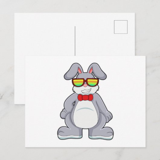 Konijn met zonnebril & stropdas briefkaart (Voorkant / Achterkant)