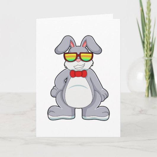 Konijn met zonnebril & stropdas kaart (Voorkant)