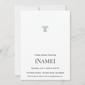 Konijn Minimalistische Baby Shower Uitnodiging, Be Kaart