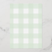 Konijn Mint Gingham Baby Shower Folie Uitnodiging (Achterkant)