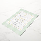 Konijn Mint Gingham Doop Folie Uitnodiging (Gedraaid)