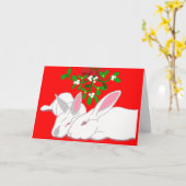 Konijn Mistletoe Bunny Love Holiday Kaart (Gele Bloem)