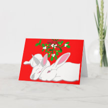 Konijn Mistletoe Bunny Love Holiday Kaart