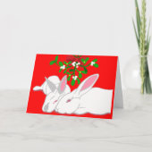 Konijn Mistletoe Bunny Love Holiday Kaart (Voorkant)