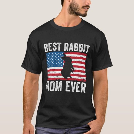 Konijn Moeder Amerikaanse Vlag Grappig Konijn Love T-shirt (Voorkant)