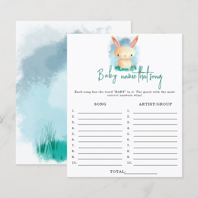 Konijn Naam dat lied baby shower spel (Voorkant / Achterkant)