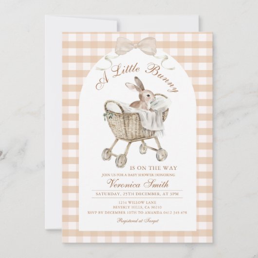 Konijn Neutraal Beige Konijntje Baby Shower Kaart (Voorkant)