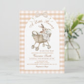 Konijn Neutraal Beige Konijntje Baby Shower Kaart (Staand voorkant)