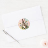 konijn – nostalgisch paasfeest ronde sticker (Envelop)