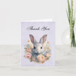 Konijn omringd door pastelbloemen Cute Bedankkaart