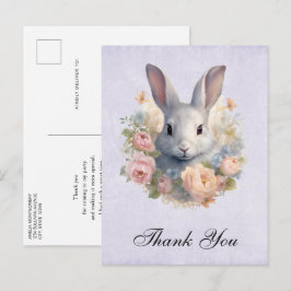 Konijn omringd door pastelbloemen Cute Bedankt Briefkaart
