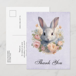 Konijn omringd door pastelbloemen Cute Bedankt Briefkaart
