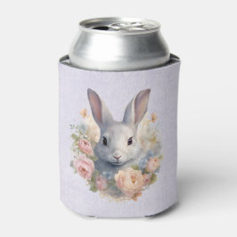 Konijn omringd door pastelbloemen Cute Blikjeskoeler