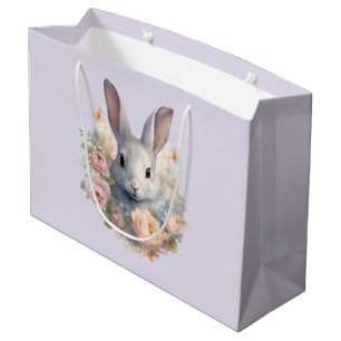 Konijn omringd door pastelbloemen Cute Groot Cadeauzakje